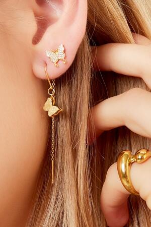 Boucles d'oreilles pendantes papillon Argenté Acier inoxydable h5 Image3